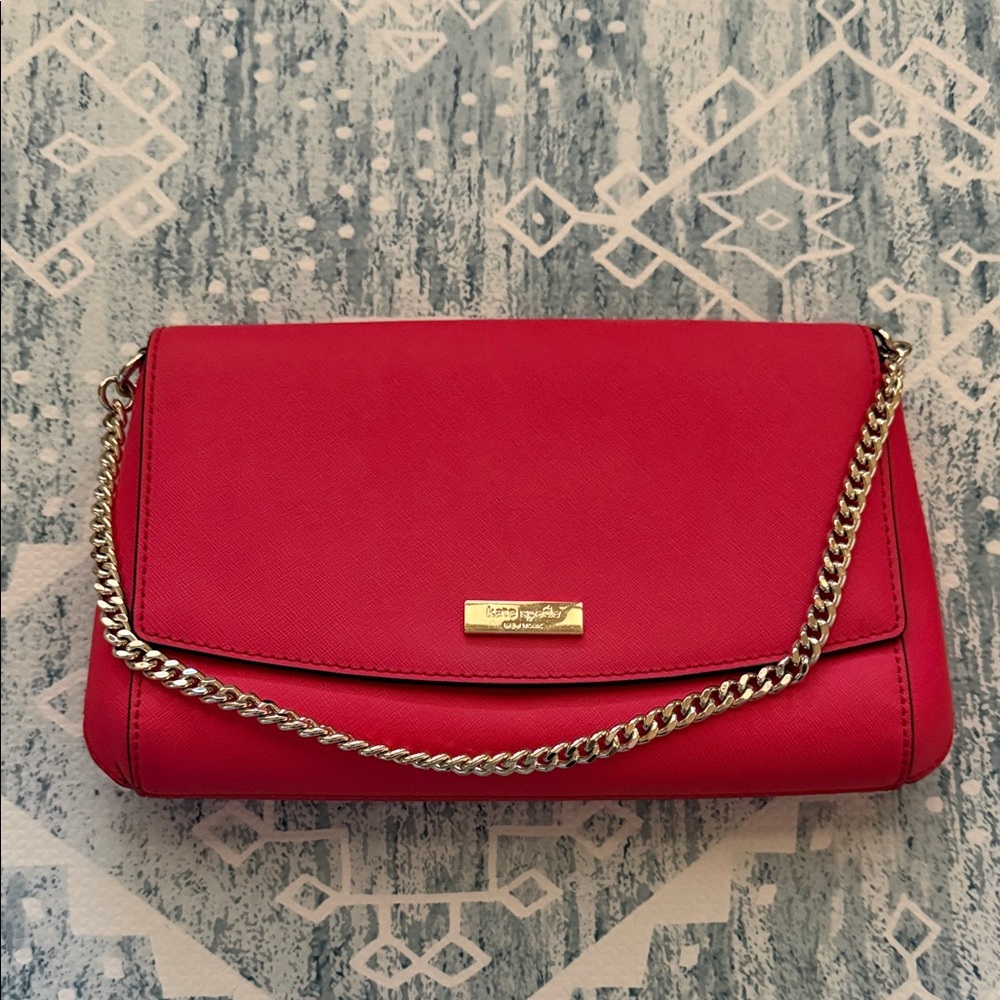 Kate Spade Red Clutch with Chain Strap